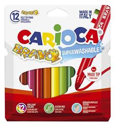 Bravo Πλενόμενοι Μαρκαδόροι Ζωγραφικής Χονδροί σε 12 Χρώματα (24 Συσκευασίες) Carioca
