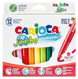 Jumbo Πλενόμενοι Μαρκαδόροι Ζωγραφικής Χονδροί σε 12 Χρώματα Carioca