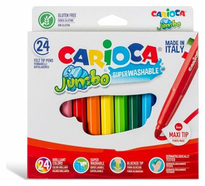 Jumbo Πλενόμενοι Μαρκαδόροι Ζωγραφικής Χονδροί σε 24 Χρώματα Carioca