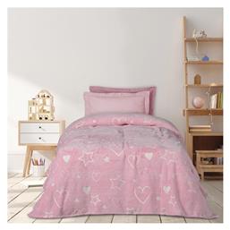 Κουβέρτα Fleece Hearts Φωσφορίζουσα Fuschia - White 160x220εκ. Das Home