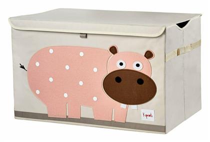 3 Sprouts Πτυσσόμενο Παιδικό Κουτί Αποθήκευσης από Ύφασμα Hippo Ροζ 61x37x38cm