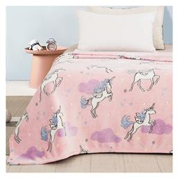 Adam Home Κουβέρτα Fleece Unicorn 160x220cm Φωσφορίζουσα Ροζ