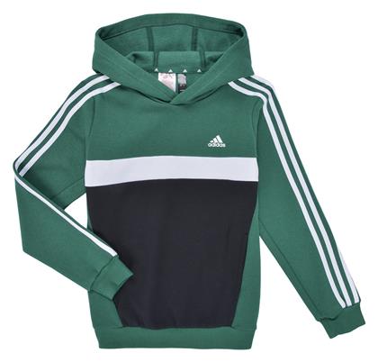 adidas Fleece Παιδικό Φούτερ με Κουκούλα και Τσέπες Πράσινο 3-stripes Colorblock - Adidas
