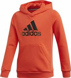 Adidas Παιδικό Φούτερ με Κουκούλα για Αγόρι Πορτοκαλί Badge of Sport