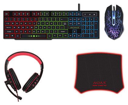 AS-1088 Σετ Gaming Πληκτρολόγιο με RGB φωτισμό & Ποντίκι (Αγγλικό US)