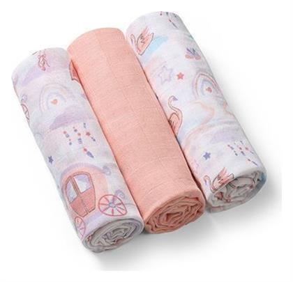 Πάνες Αγκαλιάς από Μουσελίνα Powder Pink 70x70εκ. 3τμχ Babyono από το Filinda