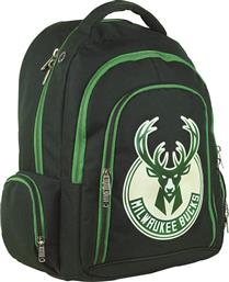 Back Me Up Nba Milwaukee Bucks Σχολική Τσάντα Πλάτης Δημοτικού σε Πράσινο χρώμα Μ30 x Π28 x Υ48cm