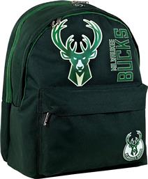 Back Me Up NBA Milwaukee Bucks Σχολική Τσάντα Πλάτης Γυμνασίου - Λυκείου σε Πράσινο χρώμα Μ30 x Π17 x Υ42cm