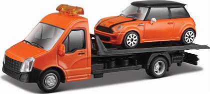 Bburago Mini Cooper S & Flatbed Transporter από το Plus4u