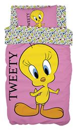 Σετ Σεντόνια Μονά Βαμβακερά Tweety Ροζ 165x250cm 3τμχ Beauty Home