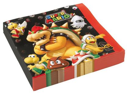 Χαρτοπετσέτες Super Mario Χαρτοπετσέτες 33x33cm Κόκκινες 33x33εκ. 20τμχ από το Moustakas Toys