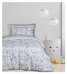 Happy Dino Σετ Παιδική Παπλωματοθήκη Μονή με Μαξιλαροθήκη Πρασινο-σομον-γκρι 160x240εκ. Das Home