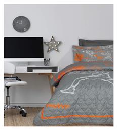 Παιδικό Κουβερλί Μονό Basketball Love Grey, Orange 160x220εκ. Das Home