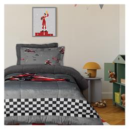 Παιδικό Κουβερτοπάπλωμα Μονό με Γέμιση Hollowfiber Racing Fun Grey 160x220εκ. Das Home