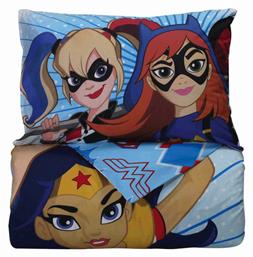 Super Hero Girls 5005 Σετ Παιδική Παπλωματοθήκη Μονή με Μαξιλαροθήκη Βαμβακερή Γαλάζια 160x240εκ. Das Home