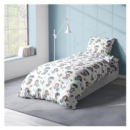 Lion Παιδική Παπλωματοθήκη Μονή Βαμβακερή Sky Blue 160x240εκ. Dimcol