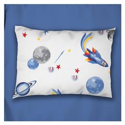 Βρεφική Μαξιλαροθήκη από 100% Βαμβάκι White-blue 45x35εκ. Dimcol