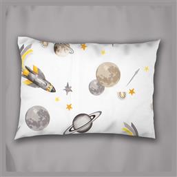 Βρεφική Μαξιλαροθήκη από 100% Βαμβάκι White-grey 45x35εκ. Dimcol