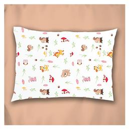 Βρεφική Μαξιλαροθήκη από 100% Βαμβάκι White-pink 45x35εκ. Dimcol