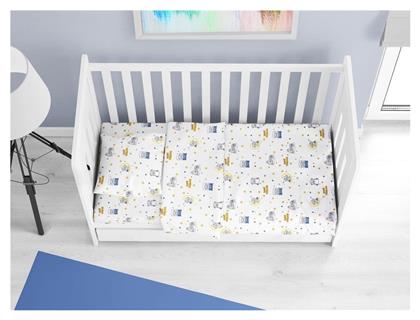 Βρεφικό Σεντόνι Κούνιας Βαμβακερό με Λάστιχο Μπλε 70x140εκ. Dimcol