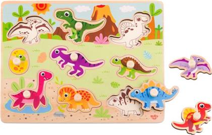 Ξύλινο Παιδικό Puzzle Σφηνώματα Dinosaurs 9pcs Tooky Toys