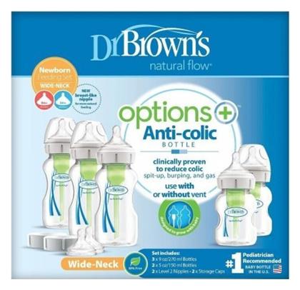 Dr. Brown's Σετ Πλαστικά Μπιμπερό Options Κατά των Κολικών με Θηλή Σιλικόνης για 0+ μηνών Διάφανο 270ml 5τμχ - Dr Browns