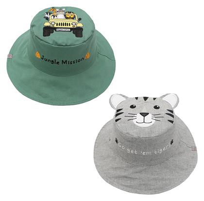 Flapjackkids Παιδικό Καπέλο Bucket Υφασμάτινο Αντηλιακό Tiger / Safari Truck Πολύχρωμο