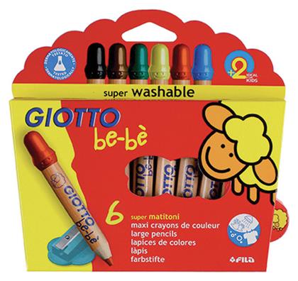 Giotto Be-Be Super Washable Ξυλομπογιές 6τμχ & Ξύστρα