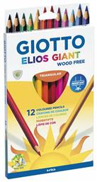 Elios Giant Triangular Σετ Ξυλομπογιές με Χοντρή Μύτη 12τμχ Giotto