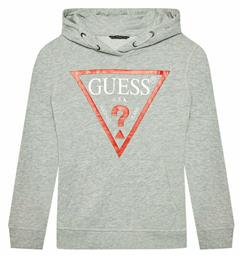 Fleece Παιδικό Φούτερ με Κουκούλα Γκρι Guess