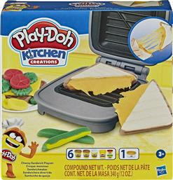 Hasbro Play-Doh Πλαστελίνη - Παιχνίδι Kitchen Creations Cheesy Sandwich για 3+ Ετών, 7τμχ