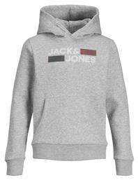 Παιδικό Φούτερ με Κουκούλα και Τσέπες Light Grey Melange Jack & Jones