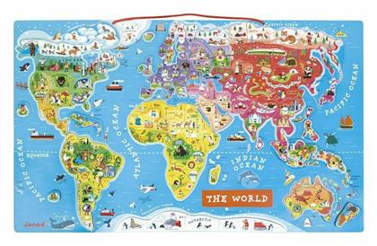 Janod Μαγνητικό Παιχνίδι Κατασκευών Παγκόσμιος Χάρτης για Παιδιά 7+ Ετών
