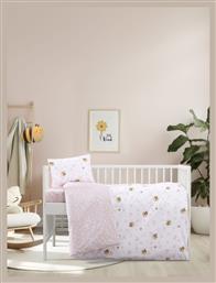 Σετ Βρεφικά Σεντόνια Κούνιας Βαμβακερά Ροζ 120x160εκ. 3τμχ Kocoon