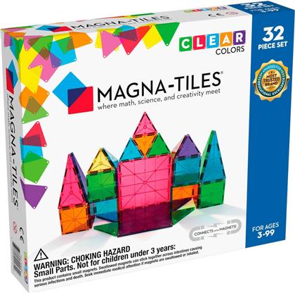 Magna-Tiles Μαγνητικό Παιχνίδι Κατασκευών Clear Colors 32τμχ για Παιδιά 3+ Ετών από το Moustakas Toys