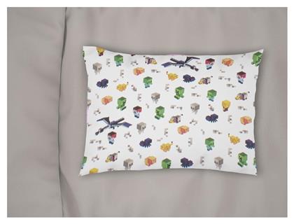 Μαξιλαροθήκη Εμπριμέ Bebe Minecraft 565 35x45 White-multi 100% Cotton - Dimcol