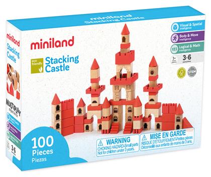 Miniland Ξύλινα Τουβλάκια Stacking Castle για 3 - 6 Ετών 100τμχ