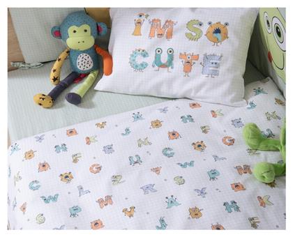 Nef-Nef Homeware Alphabet Monster Σετ Βρεφικά Σεντόνια Κούνιας Βαμβακερά Πράσινα 170x120εκ. 3τμχ - Nef Nef