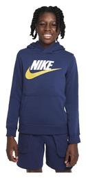 Fleece Παιδικό Φούτερ με Κουκούλα και Τσέπες Μπλε Nike