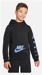 Fleece Παιδικό Φούτερ με Κουκούλα Μαύρο Nsw Nike από το Outletcenter