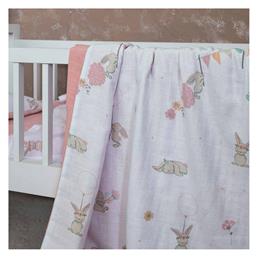 Κουβέρτα Κούνιας Bunny Love Βαμβακερή Ροζ 100x140εκ. Nima