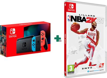 Nintendo Switch 32GB Switch Red/Blue & NBA 2K21