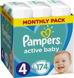 Pampers Πάνες με Αυτοκόλλητο Active Baby No. 4 για 9-14kg 174τμχ από το ΑΒ Βασιλόπουλος