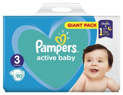 Active Baby Πάνες με Αυτοκόλλητο No. 3 για 6-10kg 90τμχ Pampers