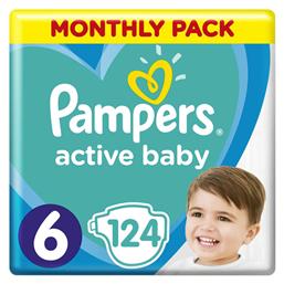 Active Baby Πάνες με Αυτοκόλλητο No. 6 για 13-18kg 124τμχ Pampers