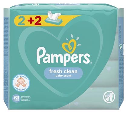 Pampers Fresh Clean Μωρομάντηλα χωρίς Οινόπνευμα 4x52τμχ