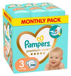 Premium Care No. 3 για 6-10kg 200τμχ Pampers