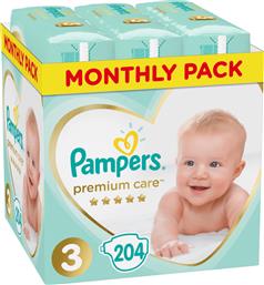 Pampers Premium Care Πάνες με Αυτοκόλλητο No. 3 για 6-10kg 204τμχ από το Pharm24