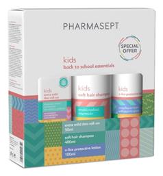 Back to School Pack Σετ Περιποίησης 1000ml Kid Soft Hair Shampoo 400ml, X-Lice Protective Lotion 100ml & Kids Extra Mild Deo Roll-On 50ml Pharmasept