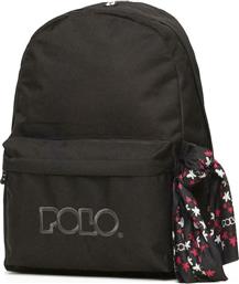 Polo Original 600D Σχολική Τσάντα Πλάτης Γυμνασίου - Λυκείου σε Μαύρο χρώμα Μ32 x Π18 x Υ40cm